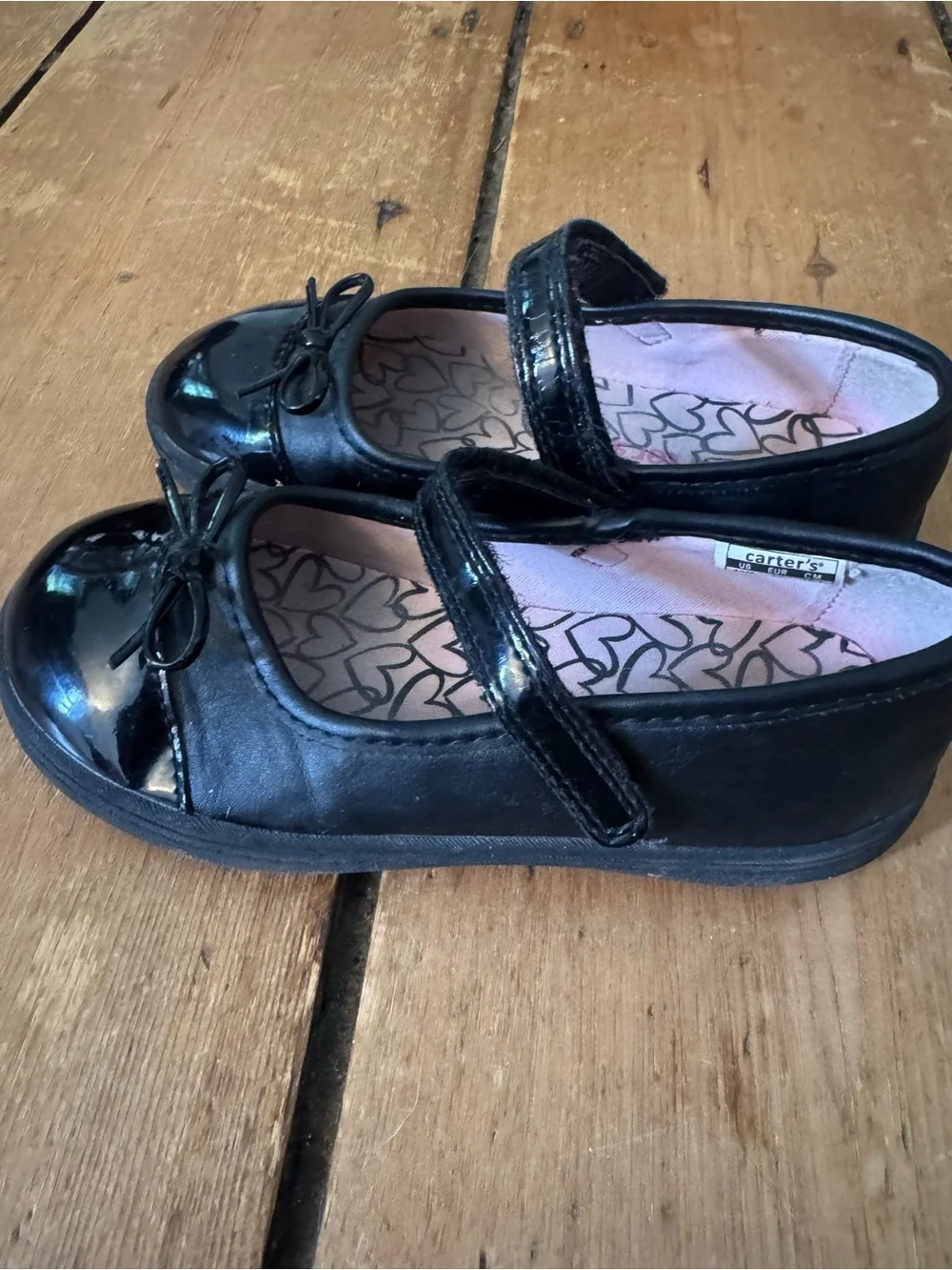 Carter's Black Patent Mary Jane Shoes with Bow size 12
